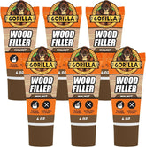 Gorilla All Purpose Wood Filler, Walnut Color, 6 Ounce Tube (Pack of 6) - Water Resistant for Indoor or Outdoor Projects and Repairs