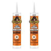 Gorilla 100% Silicone Sealant All Purpose, 10 Ounce Cartridge, White (Pack of 2)