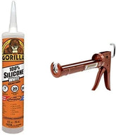 Gorilla White 100 Percent Silcone Sealant Caulk and Newborn 189D Drip Free Caulking Gun
