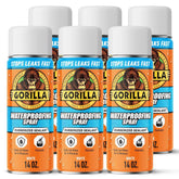 Gorilla Waterproofing Spray White, Flexible Rubberized Sealant Coating, Paintable UV Resistant, Seals Water Air Moisture, 16 oz (Pack of 6), for Roofs Gutters Skylights RVs Windows & More