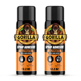 Gorilla Ultimate Spray Adhesive, Multi-Purpose Web Spray Contact Glue, Instant Aggressive Tack, Adjustable Nozzle, White, 12.2 oz (Pack of 2), Bonds Wood, Metal, Plastic, Leather & Fabric