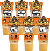 Gorilla All Purpose Wood Filler, Golden Oak Color, 6 Ounce Tube (Pack of 6) - Water Resistant for Indoor or Outdoor Projects and Repairs