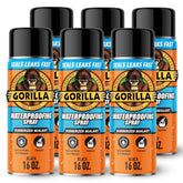 Gorilla Waterproofing Spray Black, Flexible Rubberized Sealant Coating, Paintable UV Resistant, Seals Water Air Moisture, 16 oz (Pack of 6), for Roofs Gutters Skylights RVs Windows & More
