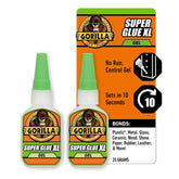Gorilla Super Glue Gel XL, Clear Glue, 25 Gram (Pack of 2) - All Purpose and Fast Setting for Projects and Repairs