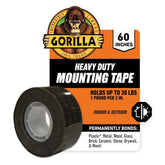 Gorilla - Heavy Duty Double Sided Mounting Tape, Weatherproof, 1" x 60", Black, (Pack of 12)