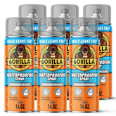 Gorilla Waterproofing Spray Clear, Flexible Rubberized Sealant Coating, Paintable UV Resistant, Seals Water Air Moisture, 14 oz (Pack of 6), for Roofs Gutters Skylights RVs Windows & More