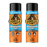 Gorilla Waterproofing Spray Black, Flexible Rubberized Sealant Coating, Paintable UV Resistant, Seals Water Air Moisture, 16 oz (Pack of 2), for Roofs Gutters Skylights RVs Windows & More
