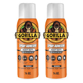 Gorilla Heavy Duty Spray Adhesive, Multi Purpose & Repositionable, Clear, 14 oz (Pack of 2) Bonds Paper, Cardboard, Foam, Fabric, Photo Safe, Non-Yellowing, Indoor & Outdoor