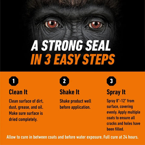 Gorilla Waterproofing Spray Clear, Flexible Rubberized Sealant Coating, Paintable UV Resistant, Seals Water Air Moisture, 14 oz (Pack of 1), for Roofs Gutters Skylights RVs Windows & More
