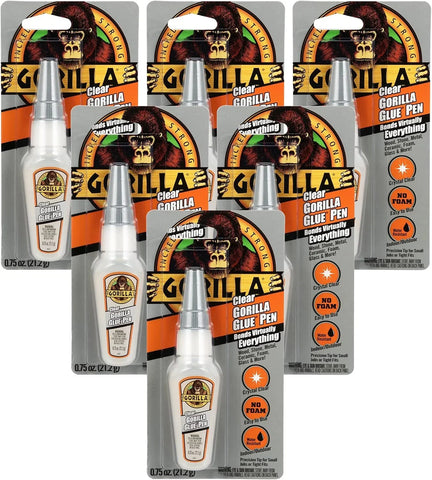 Gorilla Clear Glue Pen, 0.75 Ounce, (Pack of 6)