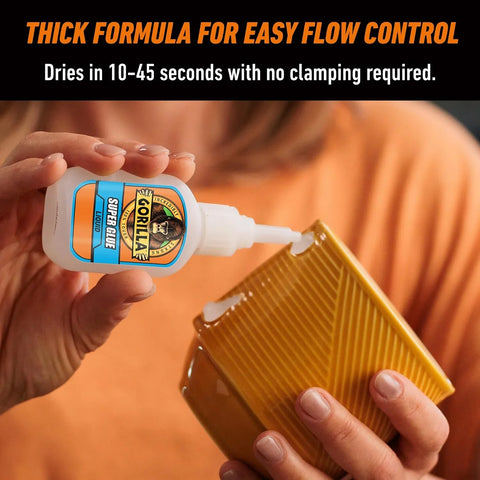 Gorilla Super Glue Value Size, Fast‑Setting Strong Bond, Impact‑Tough Formula Clear, 28 Grams