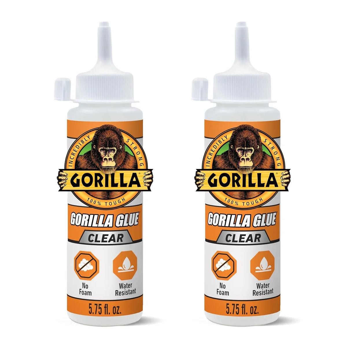 Gorilla Clear Glue, 5.75 Ounce Bottle (Pack of 2) - Crystal Clear, All Purpose, and Water Resistant
