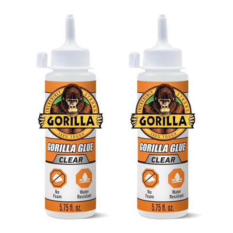 Gorilla Clear Glue, 5.75 Ounce Bottle (Pack of 2) - Crystal Clear, All Purpose, and Water Resistant