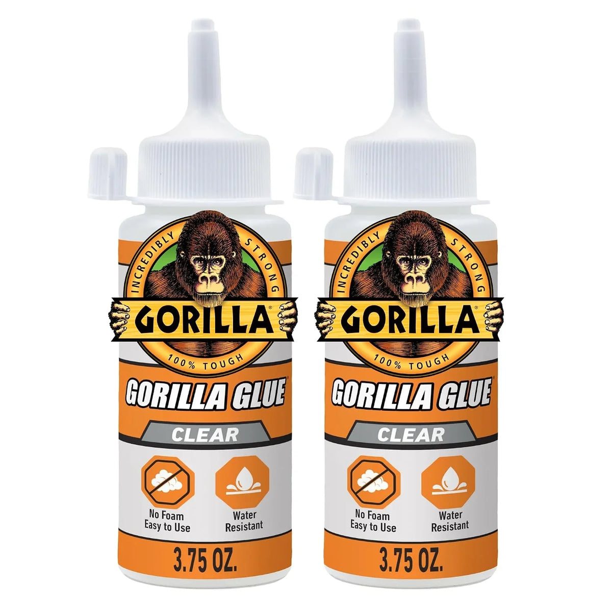 Gorilla Clear Glue, 3.75 Ounce Bottle (Pack of 2) - Crystal Clear, All Purpose, and Water Resistant
