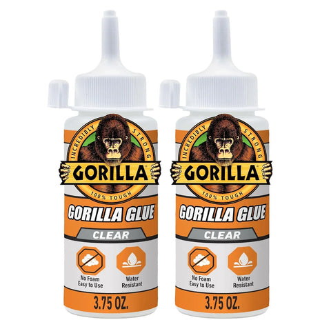 Gorilla Clear Glue, 3.75 Ounce Bottle (Pack of 2) - Crystal Clear, All Purpose, and Water Resistant