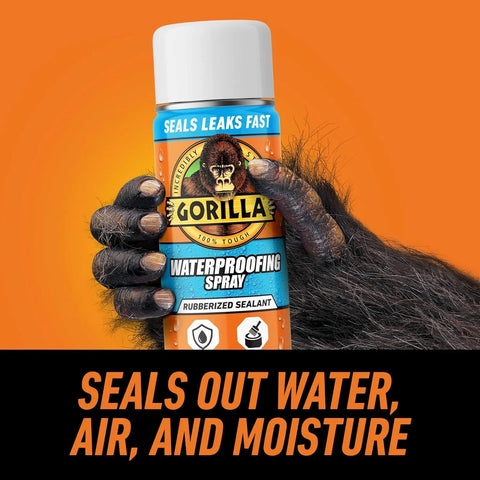 Gorilla Waterproofing Spray White, Flexible Rubberized Sealant Coating, Paintable UV Resistant, Seals Water Air Moisture, 16 oz (Pack of 2), for Roofs Gutters Skylights RVs Windows & More