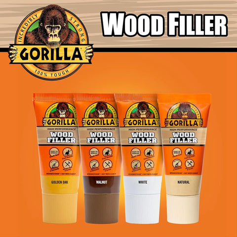 Gorilla All Purpose Wood Filler, White Wood Filler, 6 Ounce Tube (Pack of 6) - Water Resistant for Indoor or Outdoor Projects and Repairs
