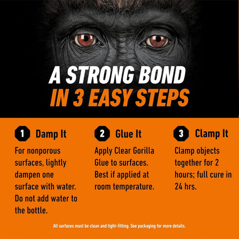 Gorilla Clear Glue, 1.75 Ounce Bottle (Pack of 2) - Crystal Clear, All Purpose, and Water Resistant