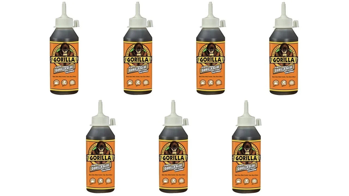 Gorilla Original Waterproof Polyurethane Glue, 8 ounce Bottle, Brown, (Pack of 7)