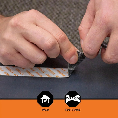 Gorilla Max Strength Mounting Tape, 1" x 60" (Pack of 1), Reinforced Mesh Backing, Holds up to 45 lbs, Double-Sided Tape with Instant Hold, Permanent Indoor Bond for Classroom and Study Space Setup