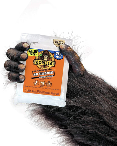 Gorilla Hot Glue Sticks, Clear Glue, Mini Size 4" Long x 0.27" Diameter, 75 Count (Pack of 1) - Safe for All Temperatures with Extended Working Time