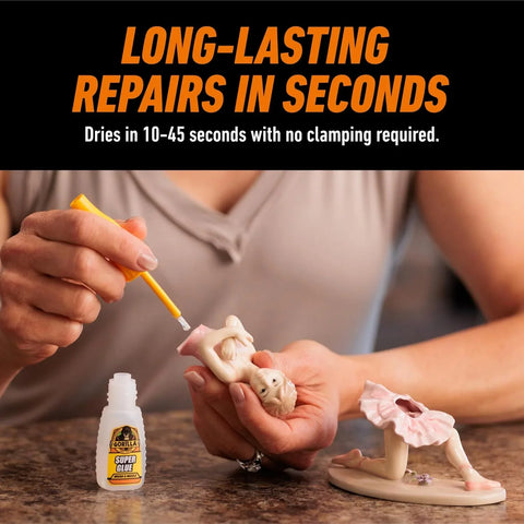 Gorilla Super Glue with Brush & Nozzle Applicator, Clear Glue, 12 Gram (Pack of 1) - All Purpose and Fast Setting for Projects and Repairs