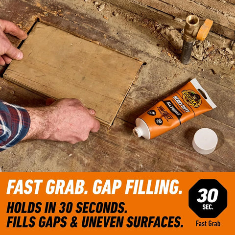 Gorilla Heavy Duty Construction Adhesive, White Glue, 7 Ounce Squeeze Tube (Pack of 1) - Gap Filling and Waterproof