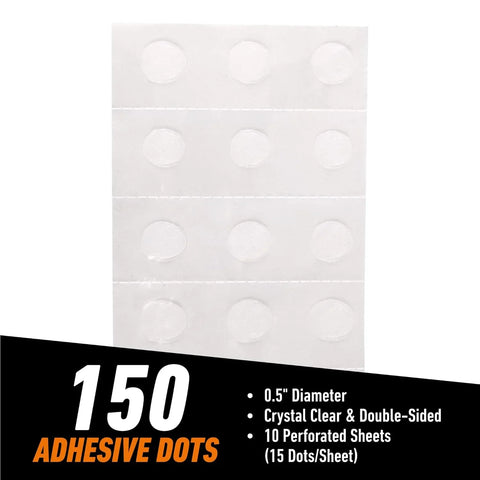 Gorilla Permanent Adhesive Dots, Double-Sided, Clear, 0.5" Diameter, 150 Pieces (Pack of 1) - No Mess, Photo Safe