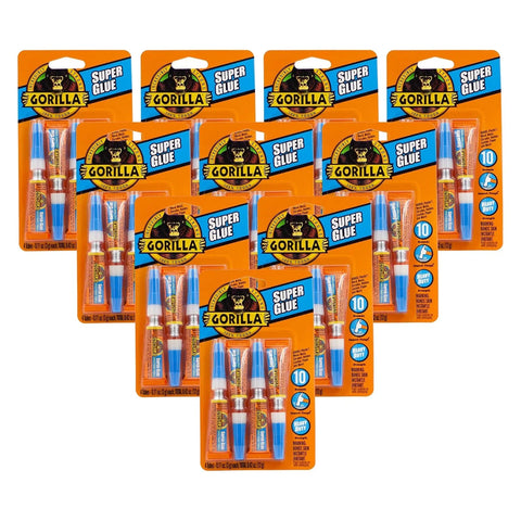 Gorilla Super Glue, Clear Glue, Four 3 Gram Tubes (Pack of 10) - All Purpose and Fast Setting for Projects and Repairs