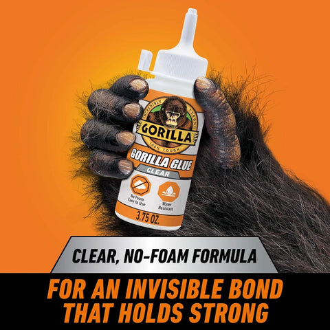 Gorilla Clear Glue, 3.75 Ounce Bottle (Pack of 2) - Crystal Clear, All Purpose, and Water Resistant
