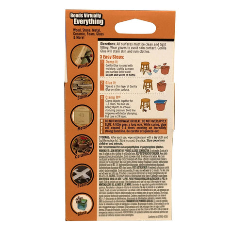 Gorilla Original Gorilla Glue, Brown, Waterproof Polyurethane Glue, 2 Ounce (Pack of 10) - Expands Into Materials, All Purpose
