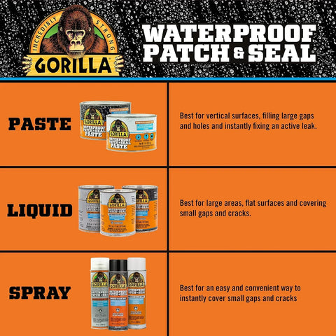 Gorilla Patch & Seal Liquid Rubber Waterproof Sealant, Black, 32 Ounce (Pack of 1) - Seals Out Water, Air, and Moisture