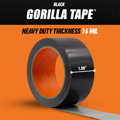 Gorilla Duct Tape, Black Tape, 1.88" x 35 yd (Bulk Pack of 18) - Heavy Duty and Weather Resistant for Indoor or Outdoor
