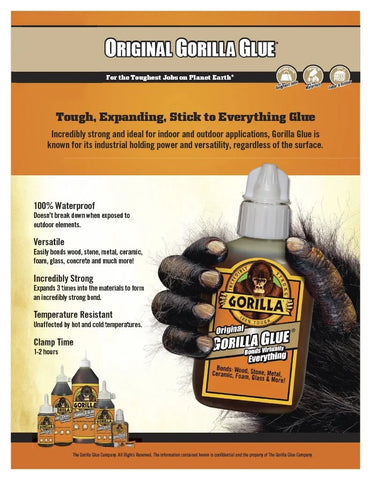 Gorilla Original Waterproof Polyurethane Glue, 36 ounce Bottle, Brown, (Pack of 11)