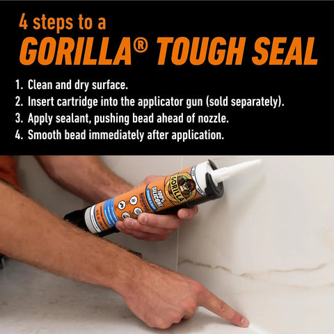 Gorilla 100% Silicone Sealant Caulk Window & Door, 10 Ounce Cartridge, White