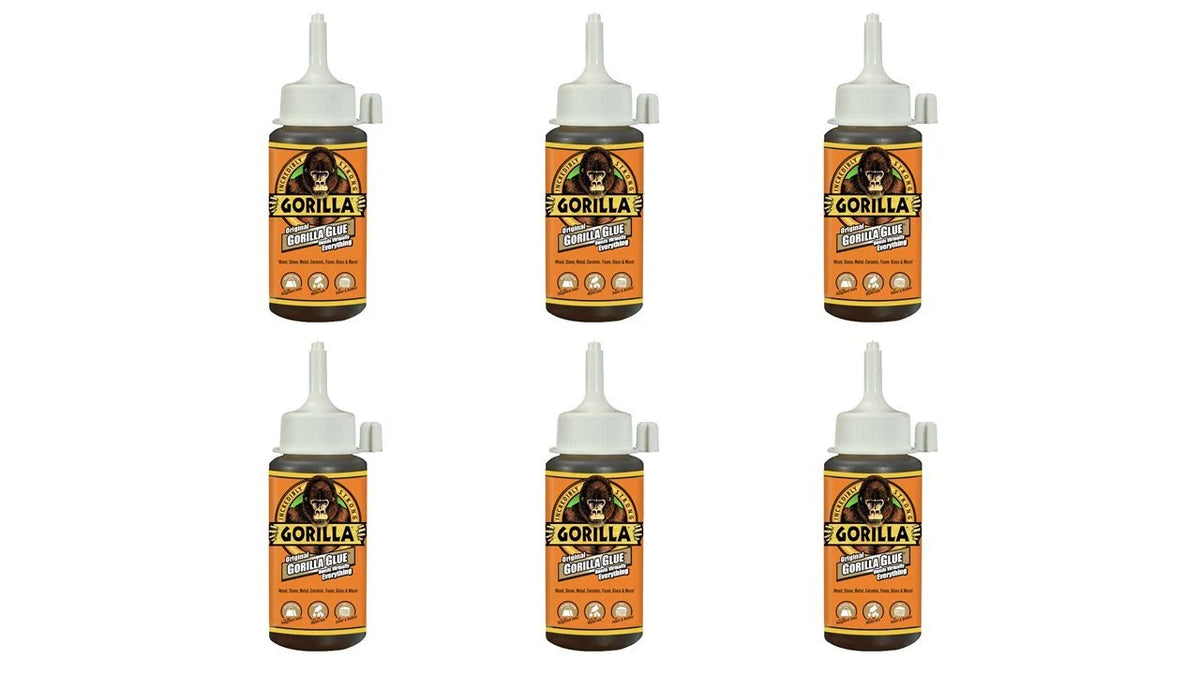 Gorilla Original Waterproof Polyurethane Glue, 4 ounce Bottle, Brown, (Pack of 6)
