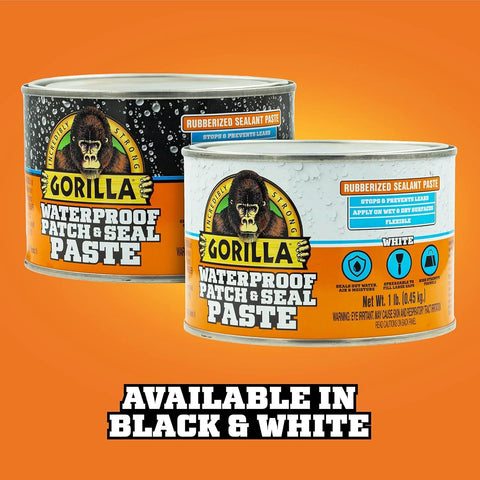 Gorilla Waterproof Patch & Seal Rubberized Sealant Paste, Black, 1lb Can (Pack of 1)