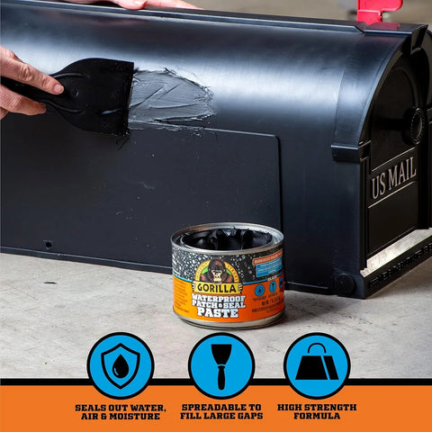 Gorilla Waterproof Patch & Seal Rubberized Sealant Paste, Black, 1lb Can (Pack of 1)