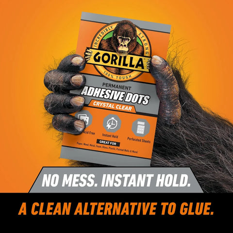 Gorilla Permanent Adhesive Dots, Double-Sided, Clear, 0.5" Diameter, 150 Pieces (Pack of 3) - No Mess, Photo Safe