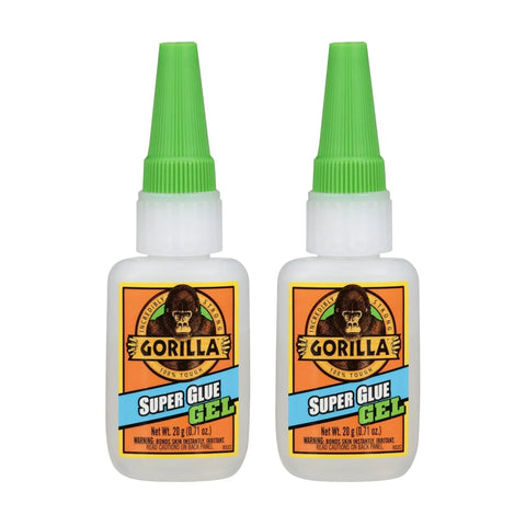 Gorilla Super Glue Gel, Clear Glue, 20 Gram (Pack of 2) - All Purpose and Fast Setting for Projects and Repairs