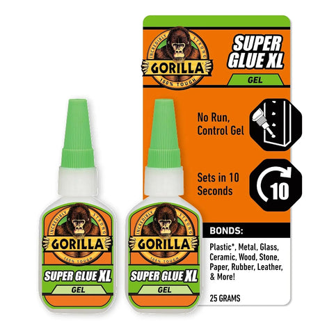 Gorilla Super Glue Gel XL, Clear Glue, 25 Gram (Pack of 2) - All Purpose and Fast Setting for Projects and Repairs