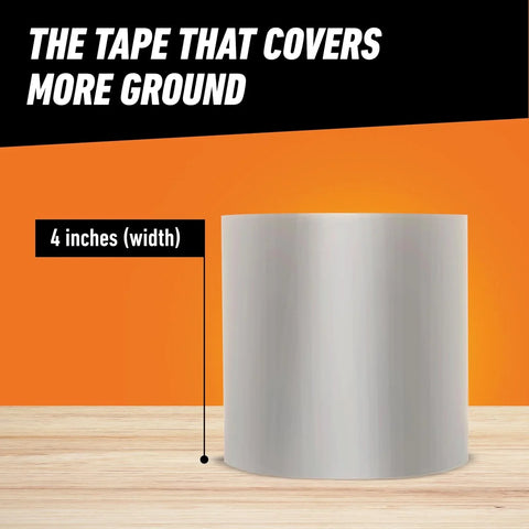 Gorilla Waterproof Patch & Seal Tape, Clear Tape, 4" x 8' (Pack of 1) - Permanent Weather Resistant Seal for Leaks and Repairs