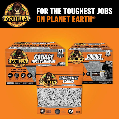 Gorilla Garage Floor Coating Decorative Flakes – Gray, Black & White Blend – Matches High-Gloss Gray Kit – Hides Dirt & Imperfections – Use with Epoxy or Concrete Coatings – Covers up to 550 sq. ft.