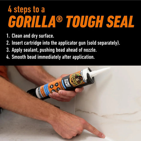 Gorilla Ultimate Sealant Kitchen & Bath Caulk, Paintable & Waterproof, 9 oz Cartridge, White