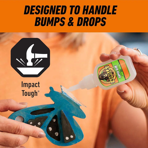 Gorilla Super Glue Gel Value Size, Fast‑Setting Strong Bond, Impact‑Tough Formula, Clear, 28 Grams