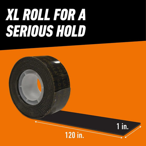 Gorilla Heavy Duty Double Sided Mounting Tape, Black Tape, 1" x 120" (Pack of 12) - Weatherproof for Indoor or Outdoor