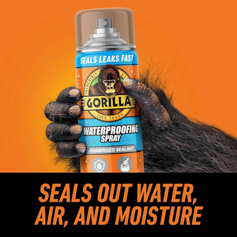Gorilla Waterproofing Spray Clear, Flexible Rubberized Sealant Coating, Paintable UV Resistant, Seals Water Air Moisture, 14 oz (Pack of 2), for Roofs Gutters Skylights RVs Windows & More