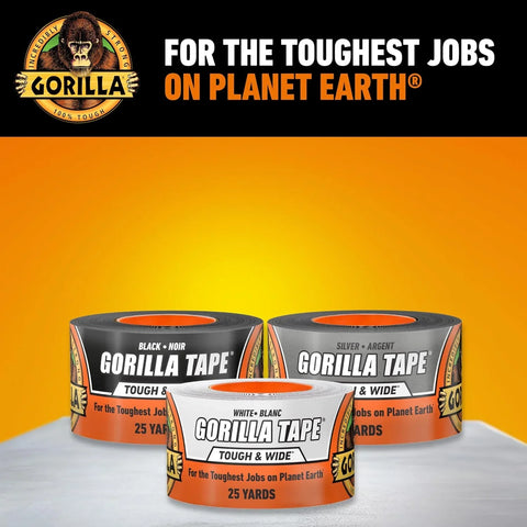 Gorilla Tape Tough & Wide, White Tape, 2.88" x 25 yd (Pack of 1) - Heavy Duty and Weather Resistant for Indoor or Outdoor