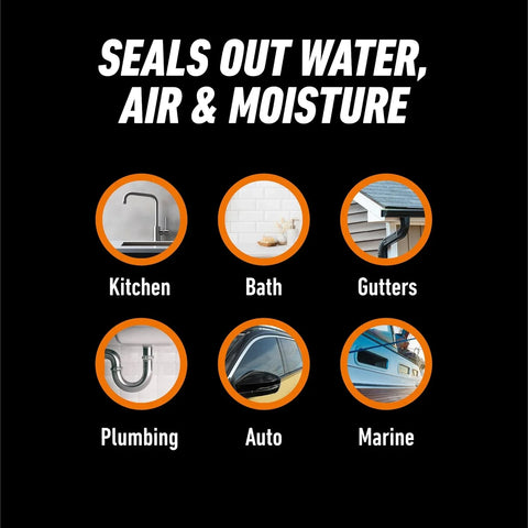 Gorilla 100% Silicone Caulk Kitchen & Bath Sealant, Mold Resistant, 10 oz. Cartridge, White