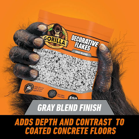 Gorilla Garage Floor Coating Decorative Flakes – Gray, Black & White Blend – Matches High-Gloss Gray Kit – Hides Dirt & Imperfections – Use with Epoxy or Concrete Coatings – Covers up to 550 sq. ft.